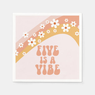 Serviette En Papier Five est Vibe Super Retro Rainbow 5e anniversaire