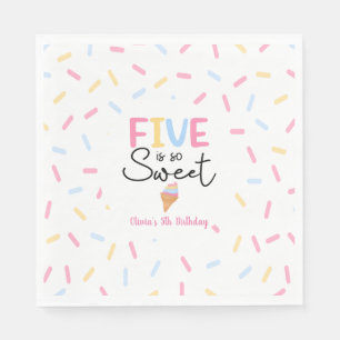 Serviette En Papier Five Is So Sweet Ice Cream 5e fête d'anniversaire