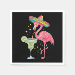Serviette En Papier Flamant qui boit une Margarita Drôle de Poncho Mex