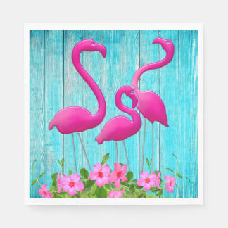 Serviette en papier flamant rose