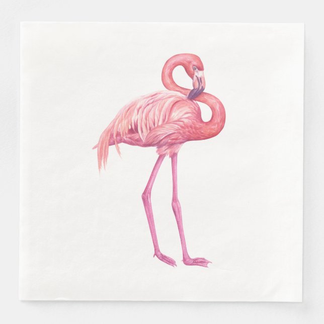 SERVIETTE EN PAPIER FLAMANT ROSE 2 (Devant)