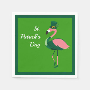 Serviette En Papier Flamant rose Animal Green St Patrick’s Day