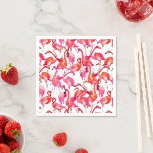Serviette En Papier Flamant rose Aquarelle En Aquarelles