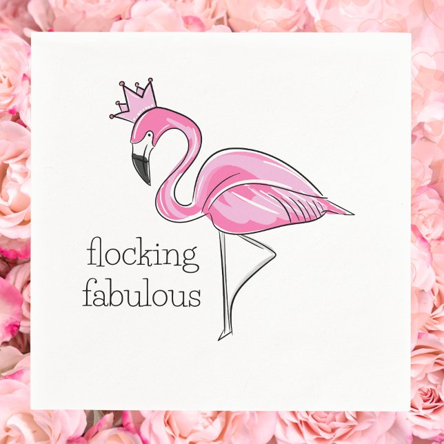 Serviette En Papier Flamant Rose avec Couronne Rose Flocking Fabuleux (Créateur téléchargé)