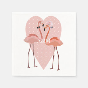 Serviette En Papier Flamant rose cœur stylé amour