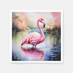 Serviette En Papier Flamant rose dans l'eau