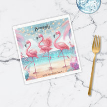 Flamant rose Danse et fête de fête d'anniversaire