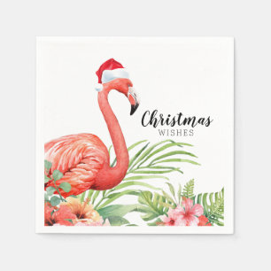 Serviette En Papier Flamant rose de Noël   voeux de Noël   Papier