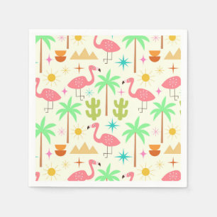 Serviette En Papier Flamant rose de Palm Springs milieu du siècle avec