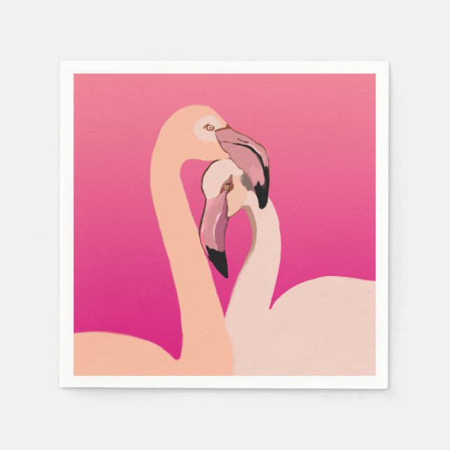 Serviette En Papier Flamant rose Oiseaux Cocktail Papier de table (Devant)