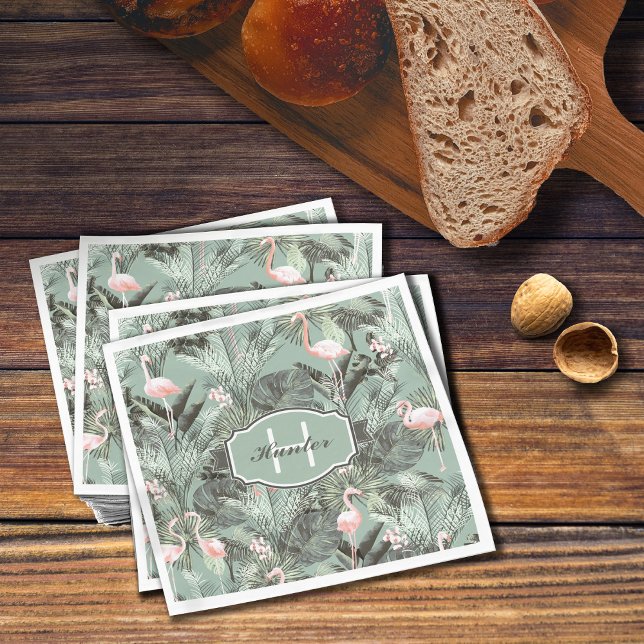 Serviette En Papier Flamant rose Orchidée Tropical Motif Sage ID868 (Créateur téléchargé)