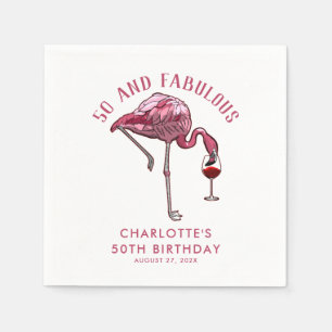 Serviette En Papier Flamant rose personnalisé 50e Anniversaire Papier 