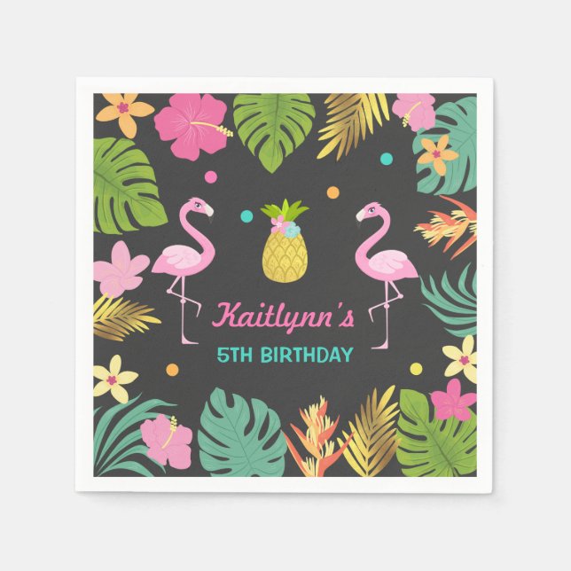 Serviette En Papier Flamant rose Pool Party Napkin Flamant rose tropic (Devant)