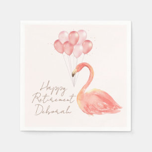 Serviette En Papier Flamant rose rose et ballons fête de retraite pers