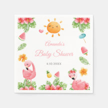 Flamant rose rose Fleurs tropicales Baby shower se