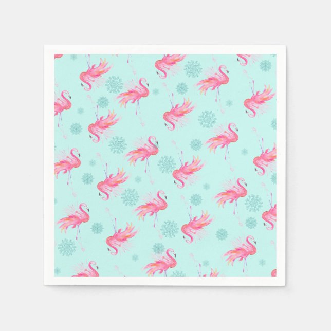 Serviette En Papier Flamant rose rose Floride Noël (Devant)