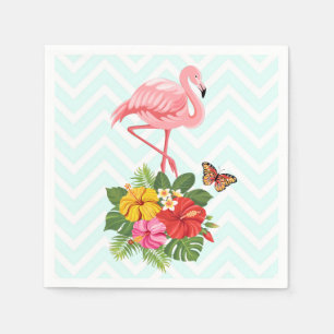 Serviette En Papier Flamant rose rose & Hibiscus Tropical Fancy