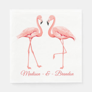 Serviette En Papier Flamant rose rose Mariage tropical Fête des mariée