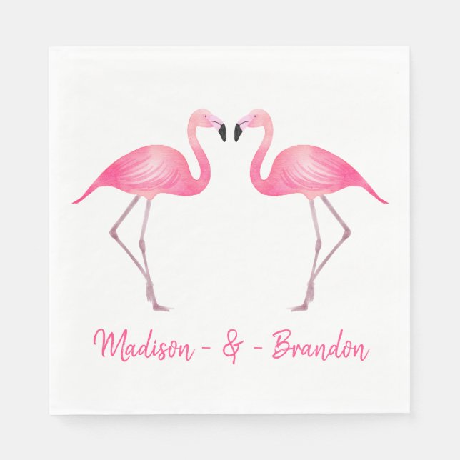 Serviette En Papier Flamant rose rose Mariage tropical Fête des mariée (Devant)