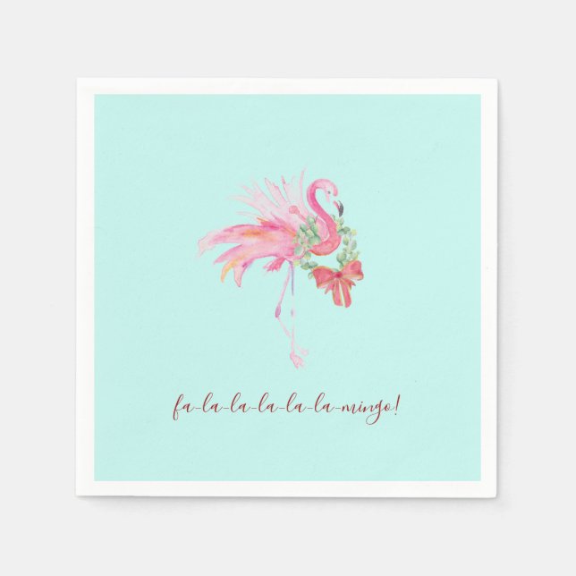 Serviette En Papier Flamant rose rose tropical Xmas Cocktail Napkins (Devant)
