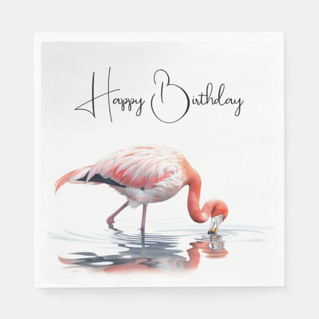 Serviette En Papier Flamant rose tropical pour fête d'anniversaire (Devant)