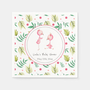 Serviette En Papier Flamant rose Tropical Twins Baby shower personnali