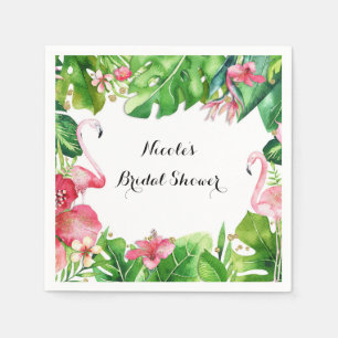 Serviette En Papier Flamant rose Tropiques Été Anniversaire Fête Éléga