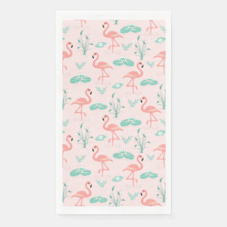 Serviette En Papier Flamant rose vintage et Motif Lily d'eau