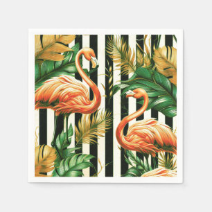 Serviette En Papier Flamant rose vintage Retro Stripes