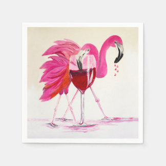 Serviette En Papier Flamants roses Au Vin
