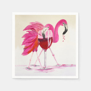 Serviette En Papier Flamants roses en vin