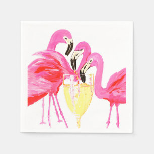 Serviette En Papier Flamants roses et bulles