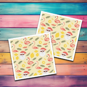 Serviette En Papier Flamants roses & Père Noël Noël à la fête de juill