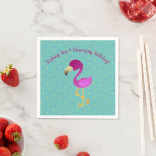 Serviette En Papier Flamazing Anniversaire Flamant Rose 