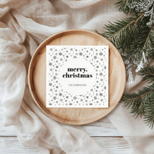 Serviette En Papier Flambeau de Noël moderne Noir et blanc
