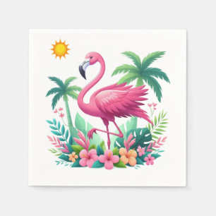 Serviette En Papier Flamingo rose tropicale/Floride
