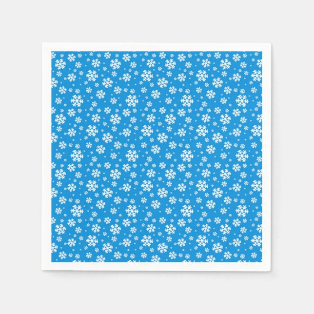 Serviette En Papier Flammes de neige blanches sur le Motif d'hiver ble (Devant)