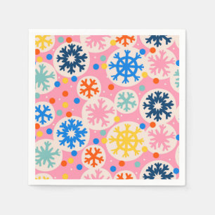 Serviette En Papier Flammes de neige colorées sur Motif de vacances ro