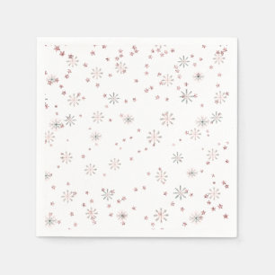 Serviette En Papier Flammes de neige d'hiver rose et argent