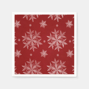 Serviette En Papier Flammes de neige Red Holiday Christmas