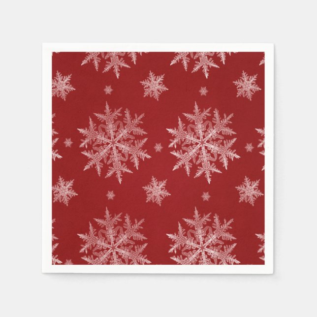 Serviette En Papier Flammes de neige Red Holiday Christmas (Devant)