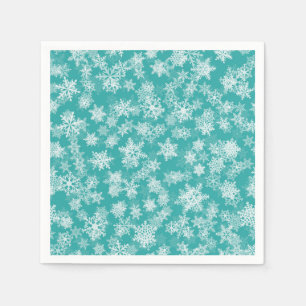 Serviette En Papier Flammes de neige turquoise et blanche Vacances hiv