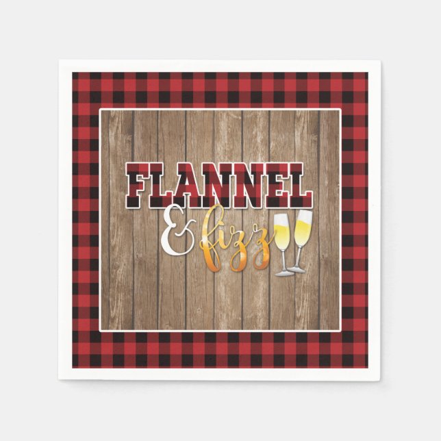 Serviette en papier Flannel et Fizz - Rouge - Bois (Devant)
