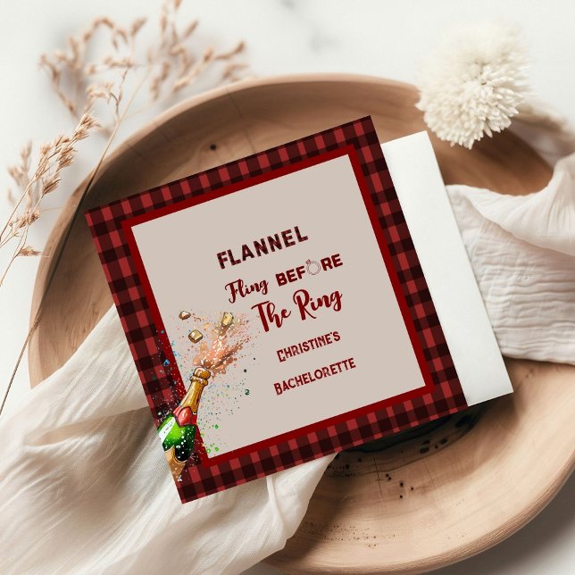 Serviette En Papier Flannel Fling avant anneau rouge plaid bachelorett (Créateur téléchargé)