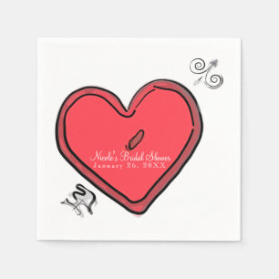 Serviette En Papier Flèche Moderne & Cœur Saint-Valentin Fête Chic Per