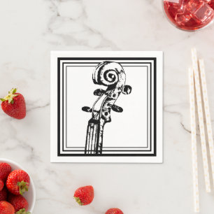 Serviette En Papier Flèche violon noir et blanc avec traits noirs