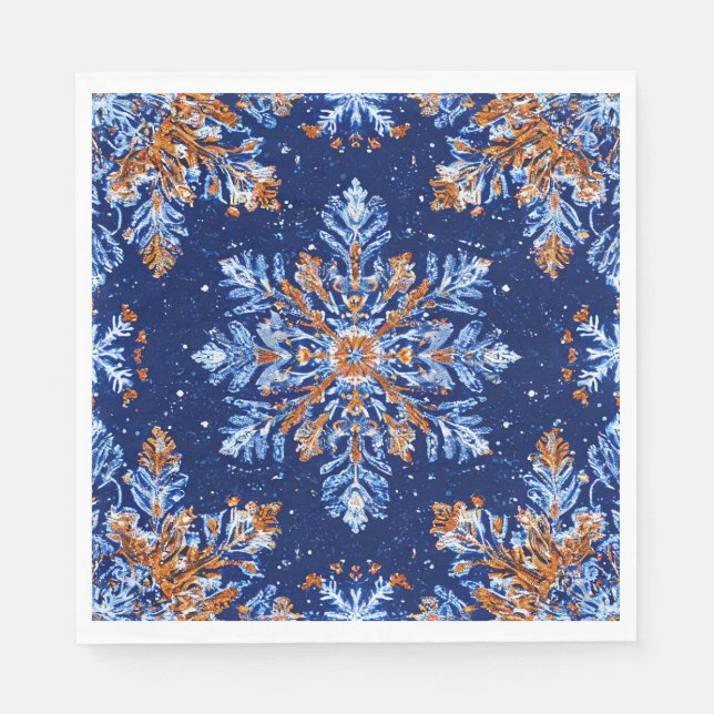 Serviette En Papier Flèches de neige 3d bleues (Devant)