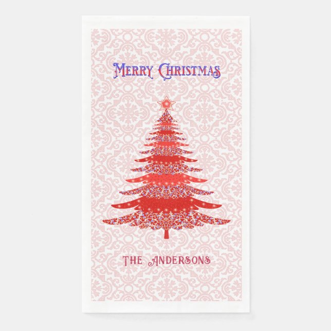 Serviette En Papier Flèches de neige modernes Red Christmas Personnali (Devant)