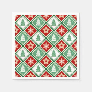 Serviette En Papier Flèches de Noël et arbres de Noël