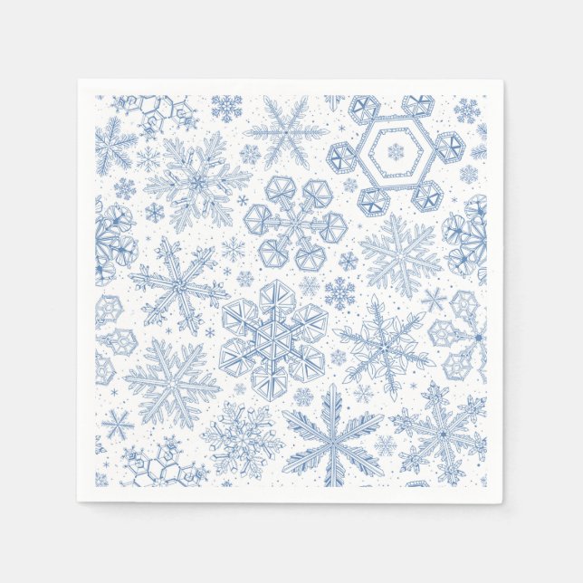 Serviette En Papier Fléchettes de neige grises sur blanc (Devant)